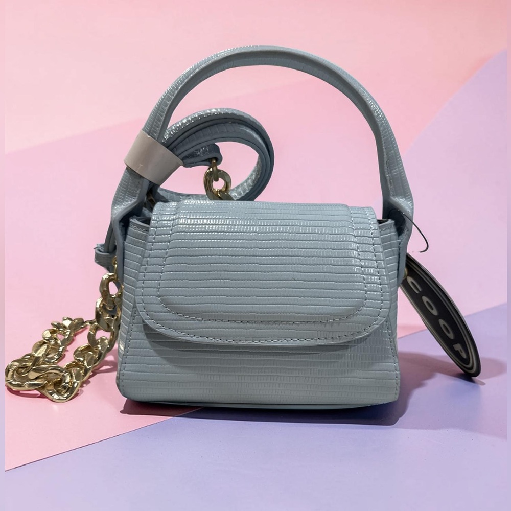 Stylish Light Blue Mini Bag with Gold Chain